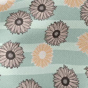 Horizontal Stripe Sunflower Waterproof Canvas