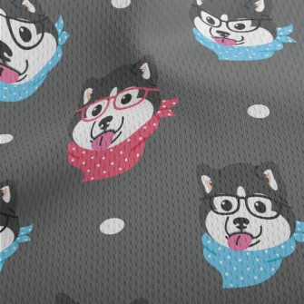 Husky With Glasses And Scarf Athletic Mesh Flat Back