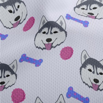 Husky And Dog Bone Athletic Mesh Flat Back