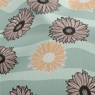 Horizontal Stripe Sunflower Athletic Mesh Flat Back