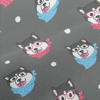 Husky With Glasses And Scarf Performance Linen