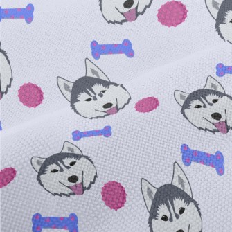 Husky And Dog Bone Performance Linen