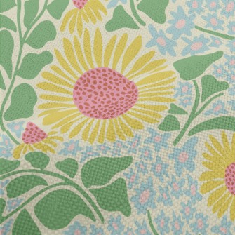 Doodle Sunflower Performance Linen