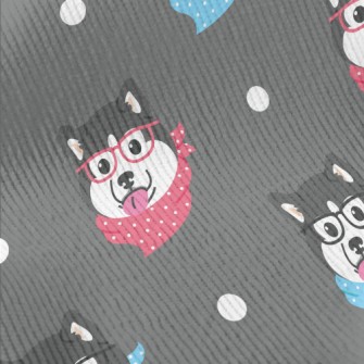 Husky With Glasses And Scarf Standard Corduroy