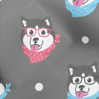 Husky With Glasses And Scarf Micro Fleece