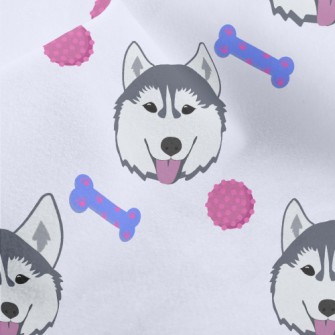 Husky And Dog Bone Micro Fleece