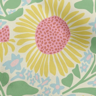 Doodle Sunflower Micro Fleece