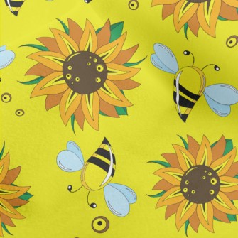 Sunflowers And Bees Micro Fleece