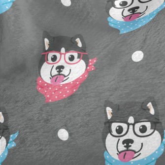 Husky With Glasses And Scarf Minky
