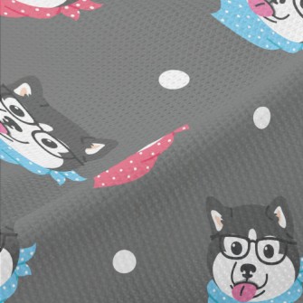 Husky With Glasses And Scarf Piqué