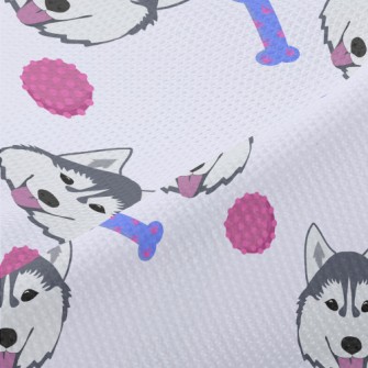 Husky And Dog Bone Piqué