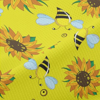 Sunflowers And Bees Piqué