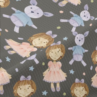 Little Girl Rabbit Puppet Piqué
