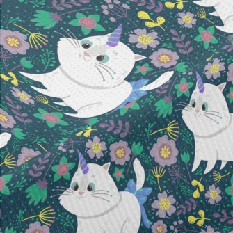 Unicorn Cat In The Colorful Wo Piqué