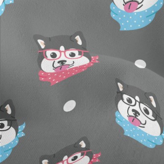 Husky With Glasses And Scarf Lightweight Performance Linen