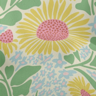 Doodle Sunflower Lightweight Performance Linen