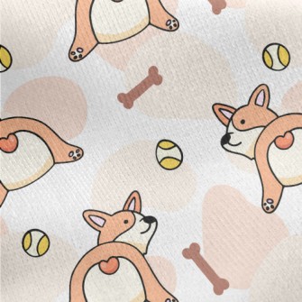 Little Corgi Dog Jersey Backed Fleece