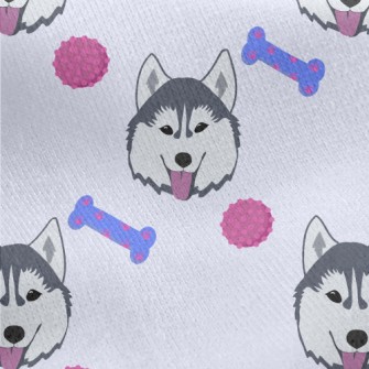 Husky And Dog Bone Jersey Backed Fleece