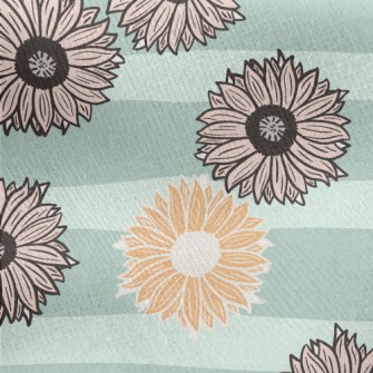 Horizontal Stripe Sunflower Jersey Backed Fleece