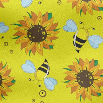 Sunflowers And Bees Jersey Backed Fleece