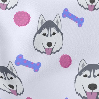 Husky And Dog Bone Lightweight Cotton Poplin