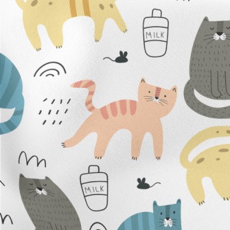 Colorful Creative Cat Lightweight Cotton Poplin