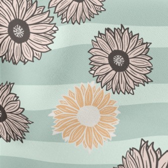 Horizontal Stripe Sunflower Lightweight Cotton Poplin