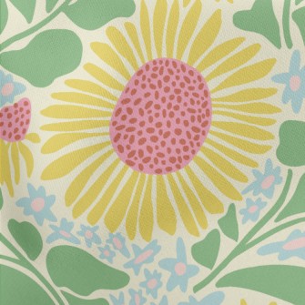Doodle Sunflower Lightweight Cotton Poplin