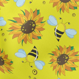 Sunflowers And Bees Lightweight Cotton Poplin