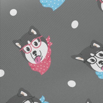 Husky With Glasses And Scarf Midweight Cotton Poplin