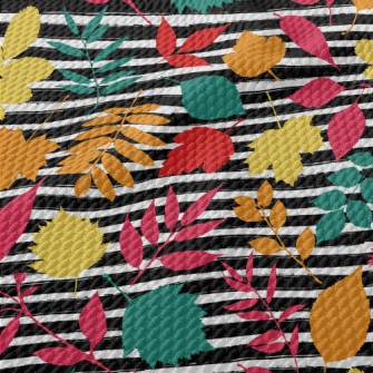 Watercolor Colored Leaves Birdseye Piqué