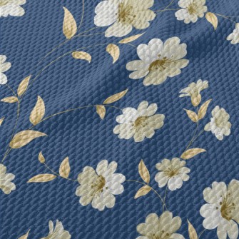 Elegant White Flowers Birdseye Piqué