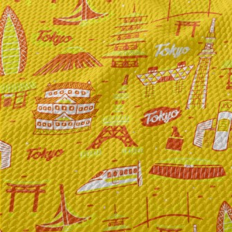 Famous Landmarks In Tokyo Birdseye Piqué