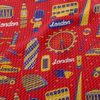 Famous Landmarks In London Birdseye Piqué