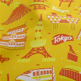 Famous Landmarks In Tokyo Athletic Mesh Flat Back