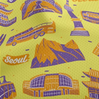 Famous Landmarks In South Kore Athletic Mesh Flat Back