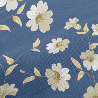Elegant White Flowers Performance Linen
