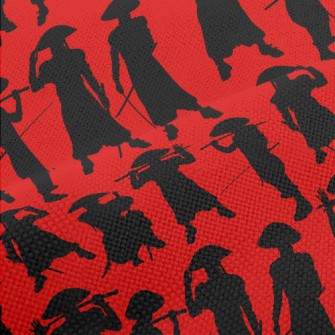 Japanese Swordsman Silhouette Performance Linen