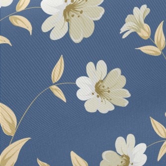 Elegant White Flowers Twill