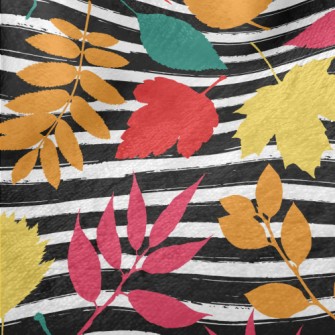 Watercolor Colored Leaves Minky