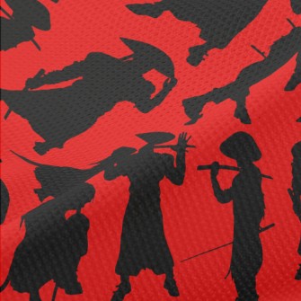Japanese Swordsman Silhouette Piqué
