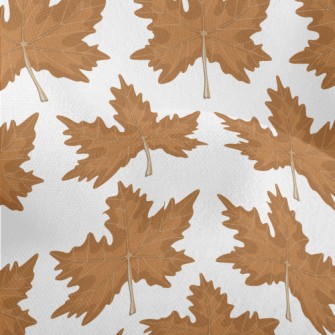 Hand Drawn Autumn Maple Leaves Lightweight Performance Linen