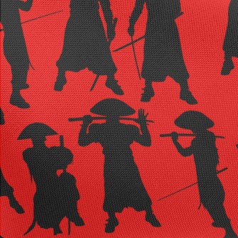 Japanese Swordsman Silhouette Pongee