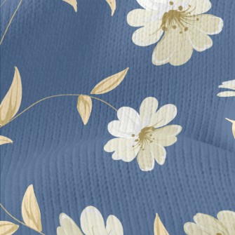 Elegant White Flowers Stretch Jersey