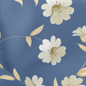 Elegant White Flowers Lightweight Cotton Poplin