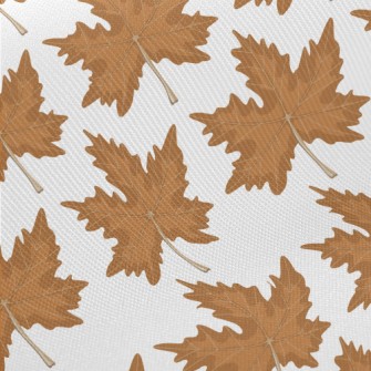 Hand Drawn Autumn Maple Leaves Midweight Cotton Poplin