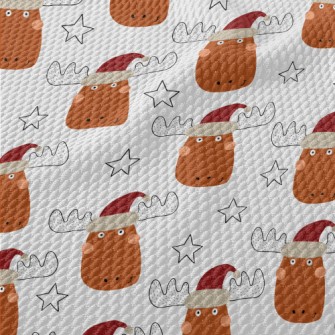 Cartoon Christmas Elk Birdseye Piqué