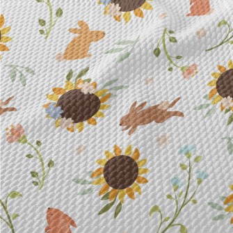 The Hare And The Sunflower Birdseye Piqué