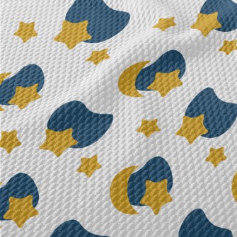 Cute Stars And Moon Birdseye Piqué