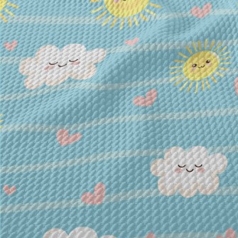 Smiling Sun And Clouds Birdseye Piqué